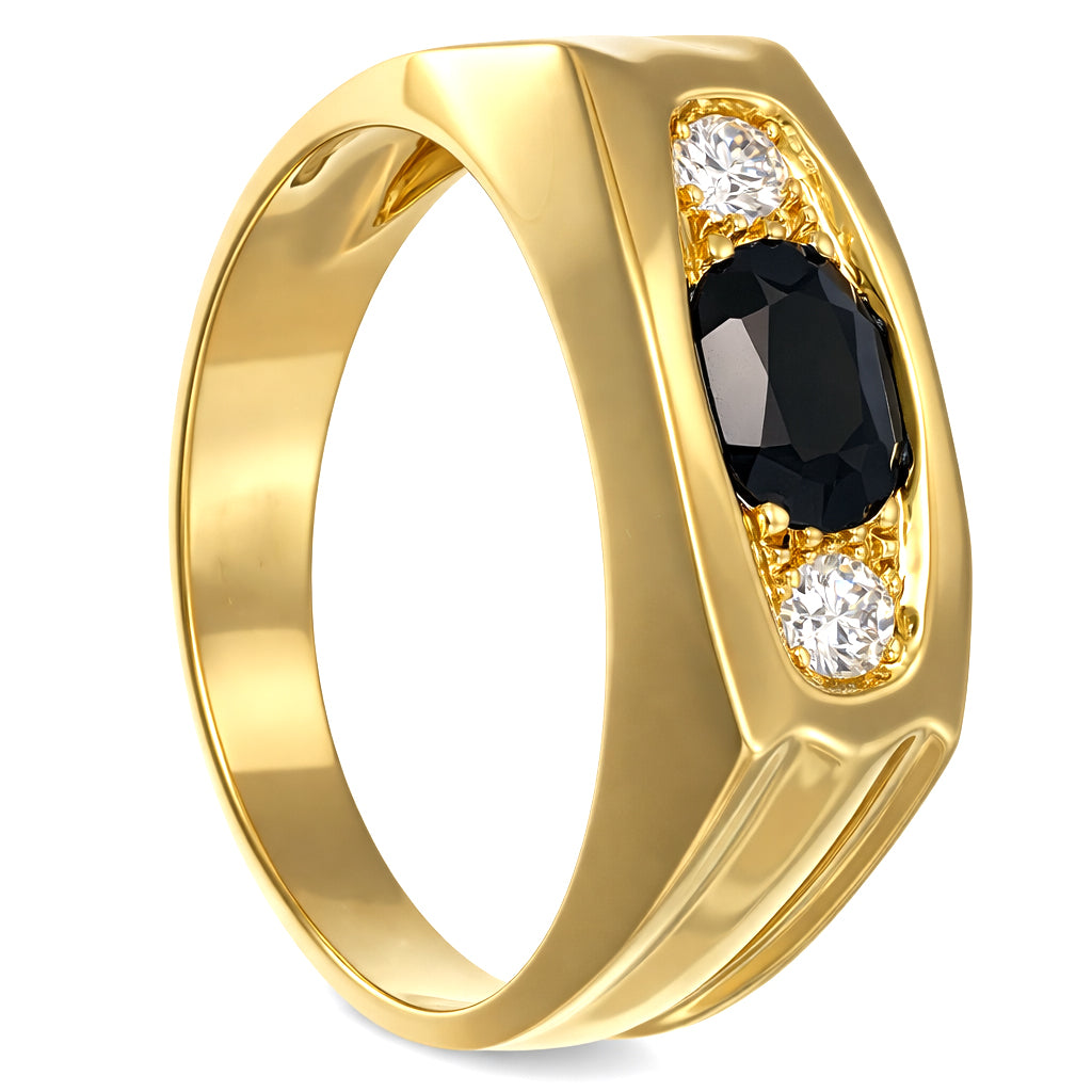 Anello - 18 carati Oro giallo - 0.55ct. tw. Zaffiro - Diamante