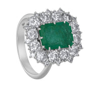 Anello - 18 carati Oro bianco - 4.66ct. tw. Smeraldo - Diamante