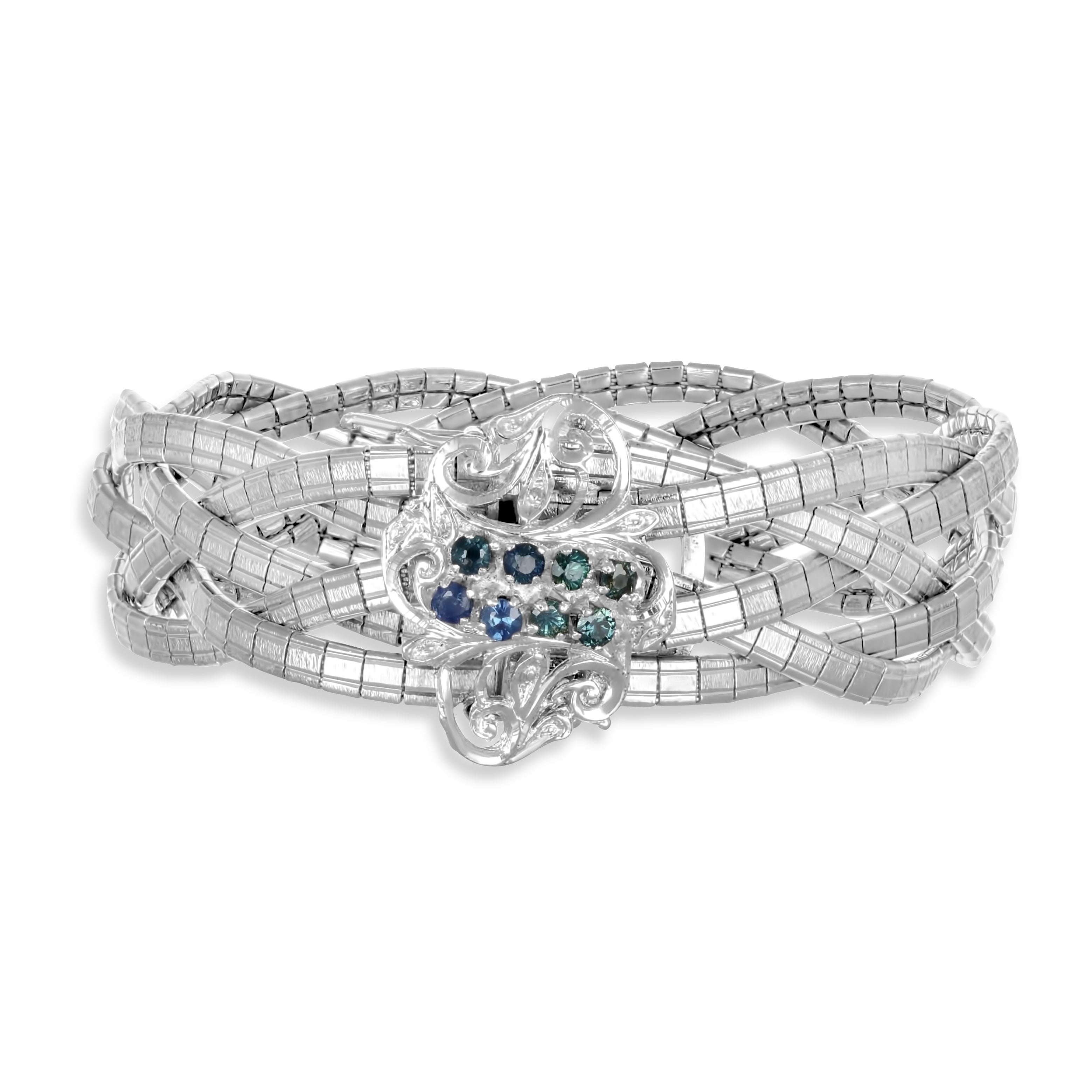 Bracciale - 18 carati Oro bianco - 0.40ct. tw. Zaffiro