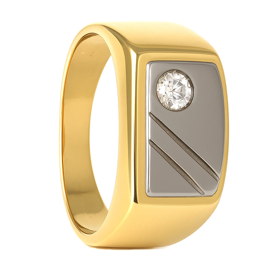 Anello - 18 carati Oro bianco, Oro giallo - 0.08ct. tw. Diamante (Naturale)