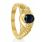 Anello - 18 carati Oro giallo - 0.39ct. tw. Zaffiro - Diamante - Made in Italy - Handmade