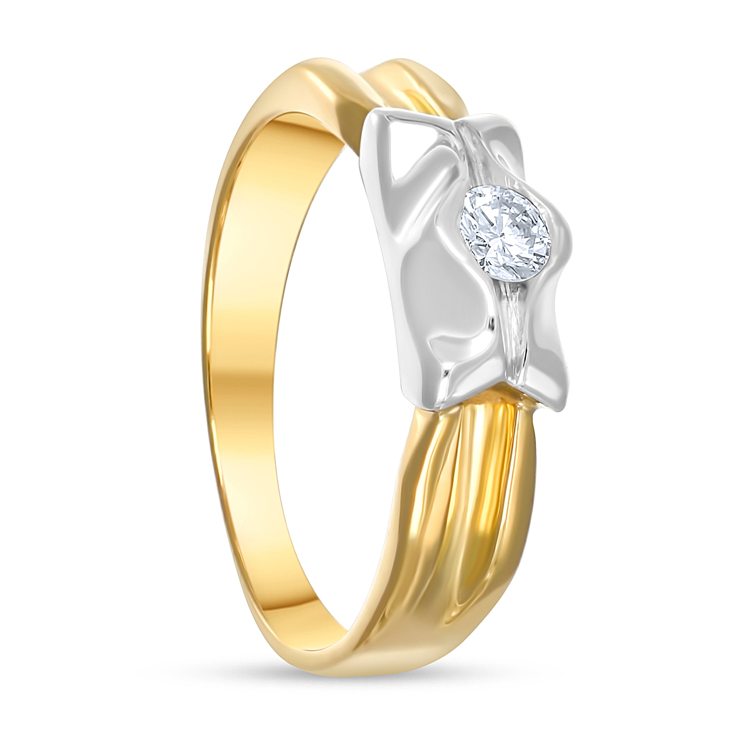 Anello - Oro bianco 18 kt., Oro giallo - 0,14 ct. tw. Diamante (naturale)