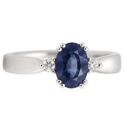 Anello - 18 carati Oro bianco - 1.09ct. tw. Zaffiro - Diamante