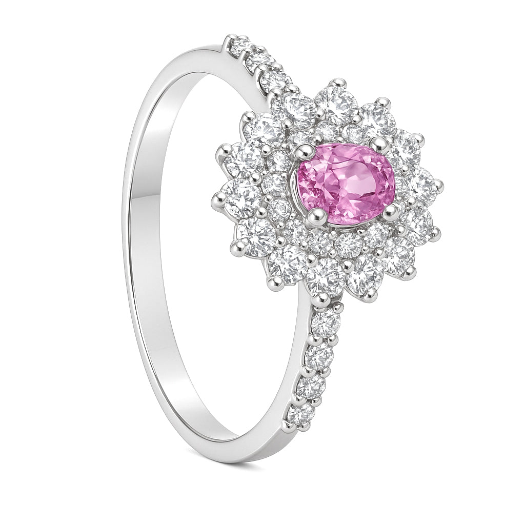 Anello - 18 carati Oro bianco - 0.73ct. tw. Zaffiro - Diamante