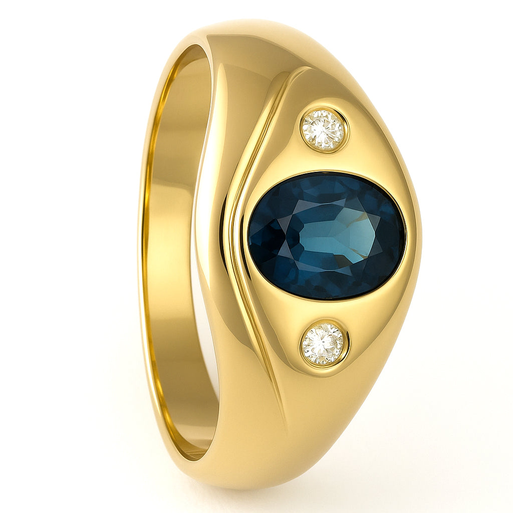 Anello - 18 carati Oro giallo - 0.73ct. tw. Zaffiro - Diamante