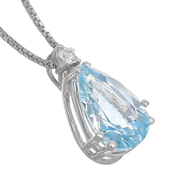 Collana con ciondolo - 18 carati Oro bianco - 1.98ct. tw. Acquamarina - Diamante