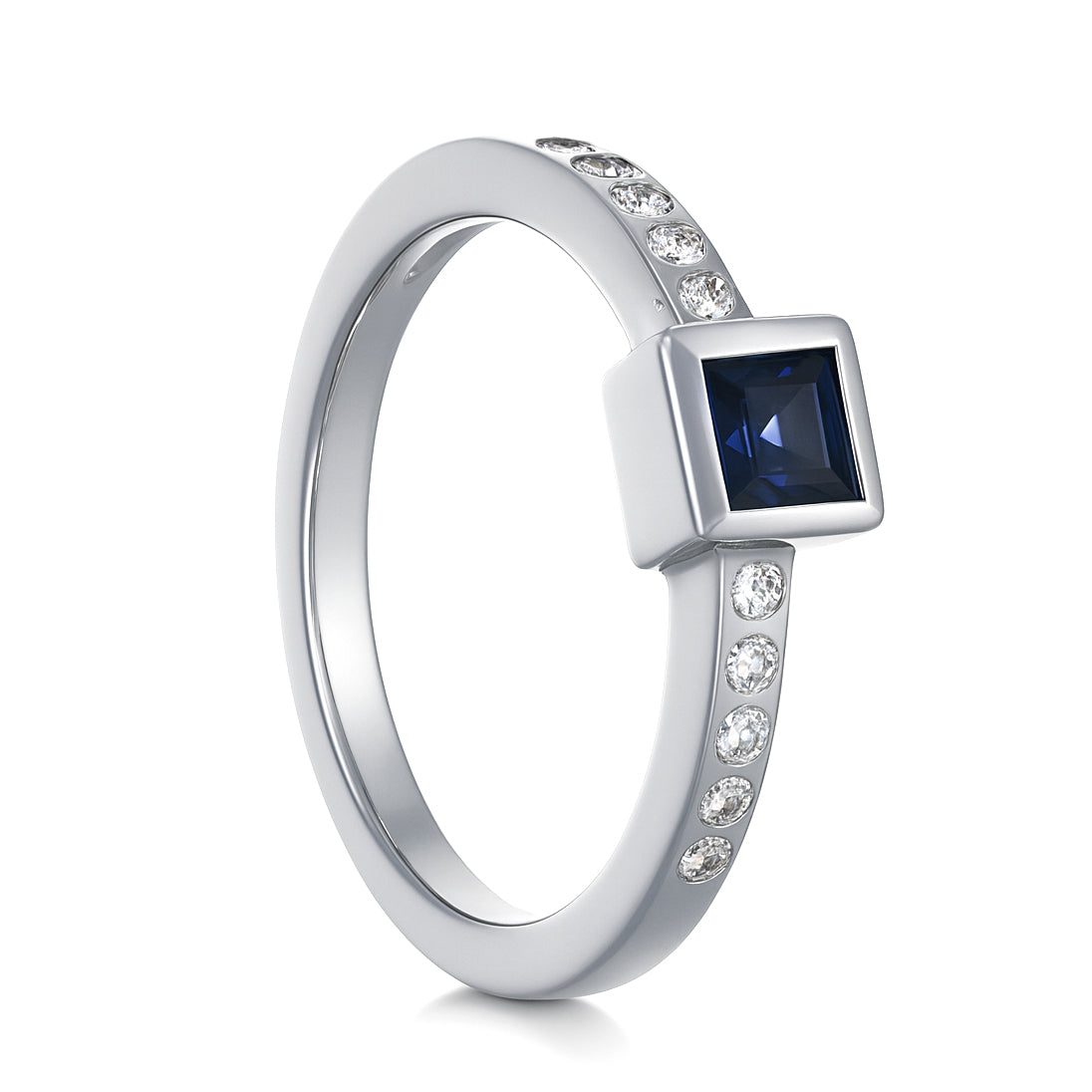 Anello - 18 carati Oro bianco - 0.25ct. tw. Zaffiro - Diamante