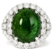 Anello - 18 carati Oro bianco - 6.95ct. tw. Tormalina - Diamante