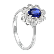 Anello - 18 carati Oro bianco - 1.03ct. tw. Zaffiro - Diamante