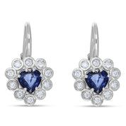 Orecchini - 18 carati Oro bianco - 0.34ct. tw. Diamante - Zaffiro