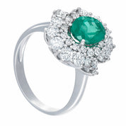 Anello - 18 carati Oro bianco - 2.20ct. tw. Smeraldo - Diamante