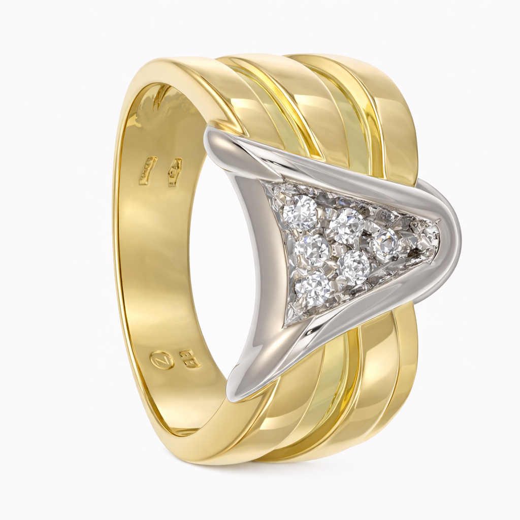 Anello da donna in oro bianco e oro giallo 18 carati
