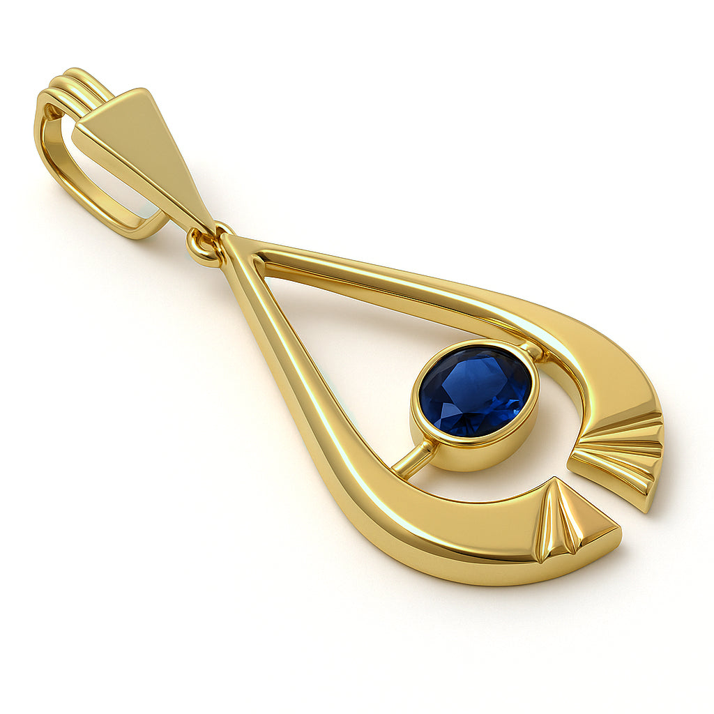 Ciondolo - 18 carati Oro giallo - 0.85ct. tw. Zaffiro