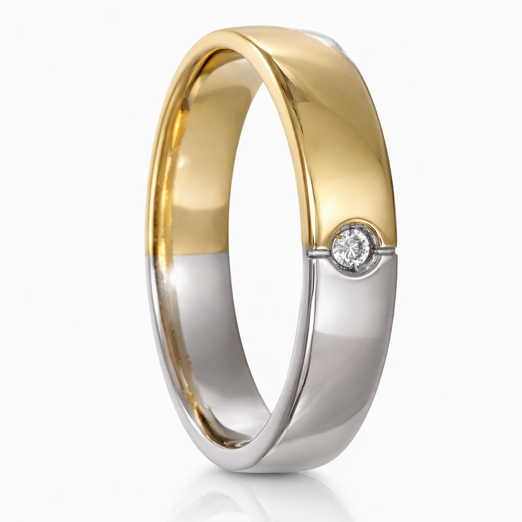 Anello - 18 carati Oro giallo, Oro bianco - 0.3ct. tw. Diamante (Naturale)