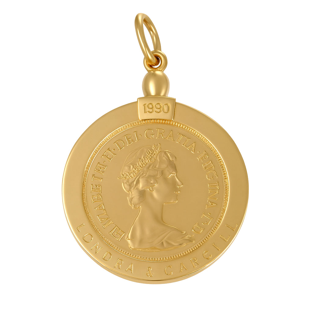 Ciondolo - 18 carati Oro giallo, Moneta Sterlina 22 Kt incastonata