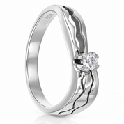 Anello - 18 carati Oro bianco Diamante (Naturale)