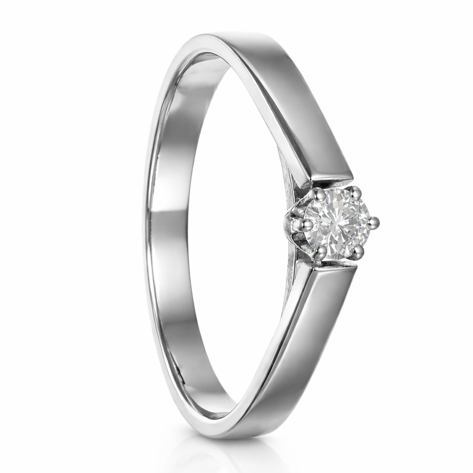 Anello - 18 carati Oro bianco - 0.11ct. tw. Diamante (Naturale)