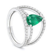 Anello - 18 carati Oro bianco - 1.90ct. tw. Smeraldo - Diamante