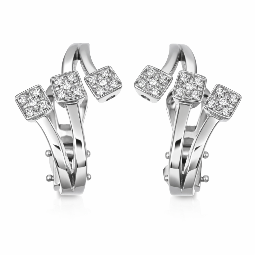 Orecchini - 18 carati Oro bianco - 0.30ct. tw. Diamante (Naturale) - Made in Italy - Handmade