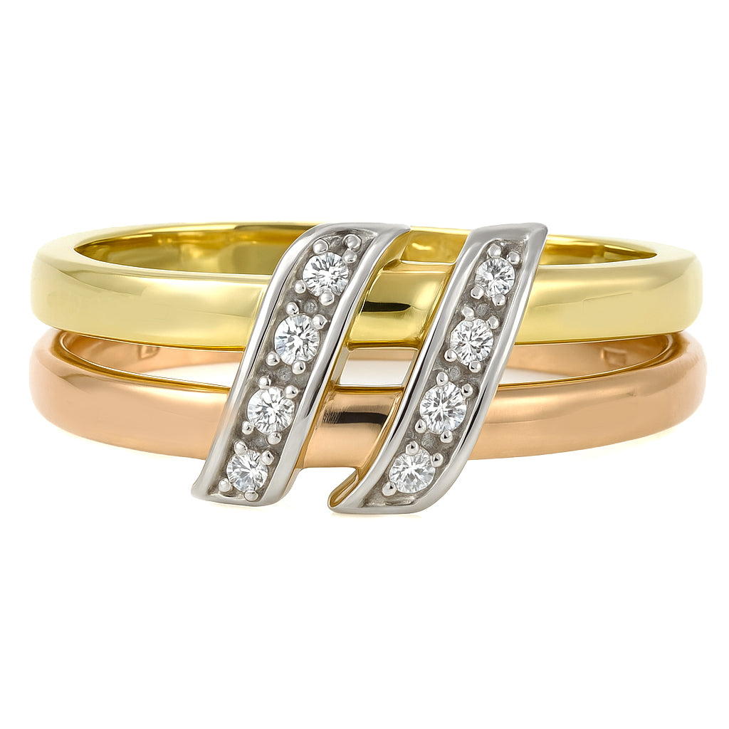 Anello - 18 carati Oro bianco, Oro giallo, Oro rosa - 0.08ct. tw. Diamante (Naturale)