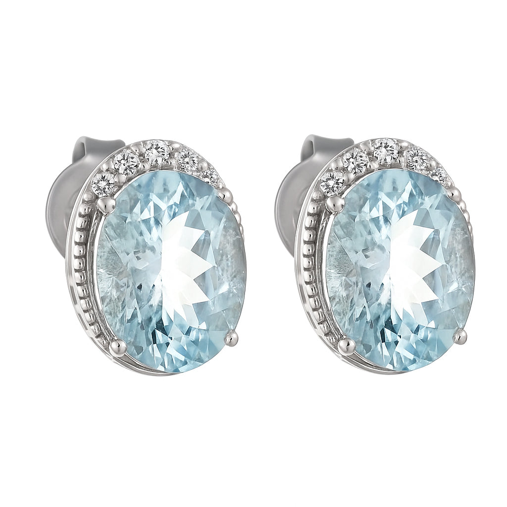 Orecchini - 18 carati Oro bianco - 1.95ct. tw. Acquamarina - Diamante