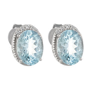 Orecchini - 18 carati Oro bianco - 1.95ct. tw. Acquamarina - Diamante