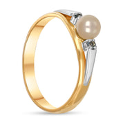 Anello - 18 carati Oro bianco, Oro giallo - 0.06ct. tw. Topazio - Perla