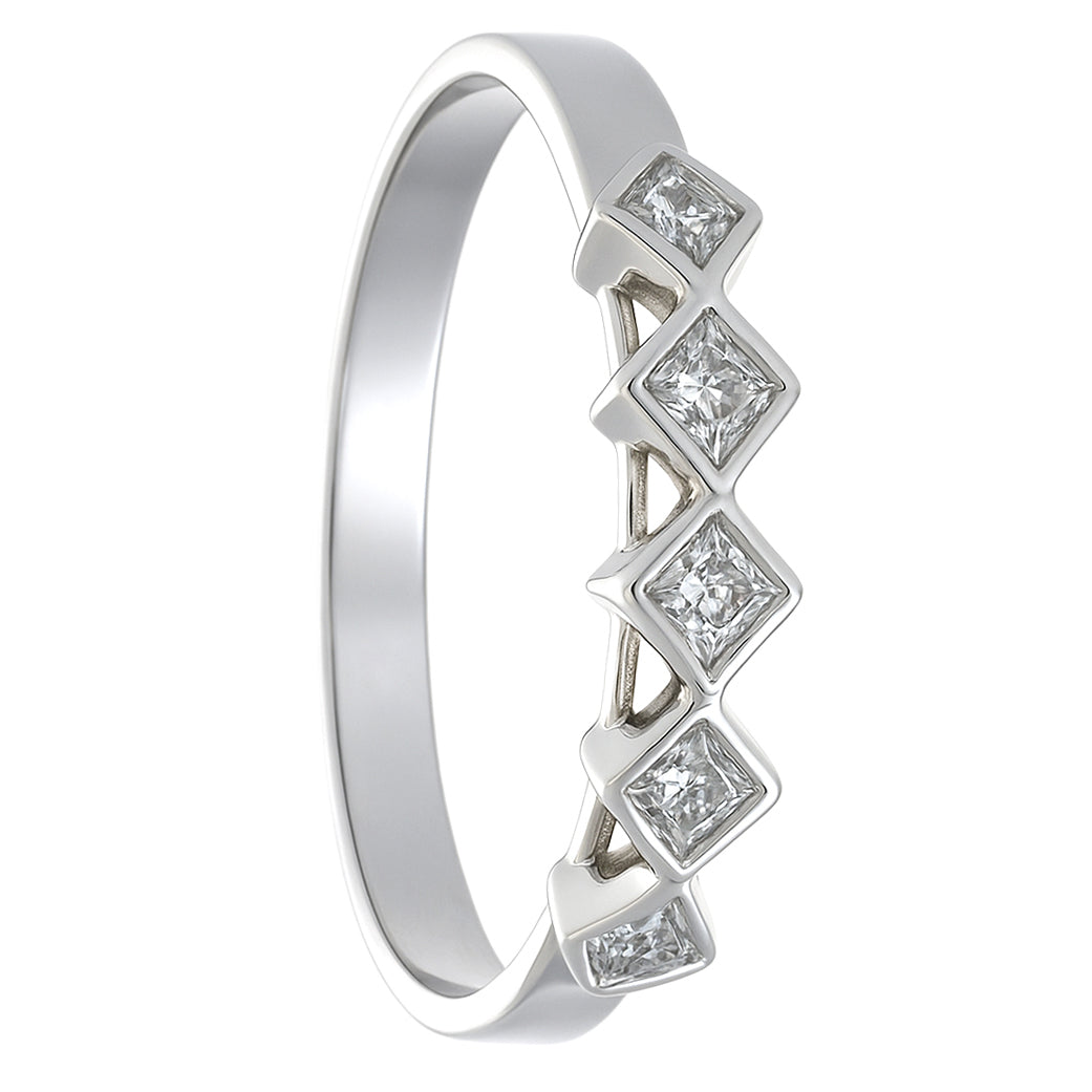 Anello - 18 carati Oro bianco - 0.05ct. tw. Diamante (Naturale)