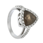 Anello - 18 carati Oro bianco - 6.08ct. tw. Quarzo - Diamante