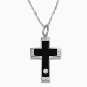 Collana con ciondolo - 18 carati Oro bianco - 0.01ct. tw. Onice - Diamante