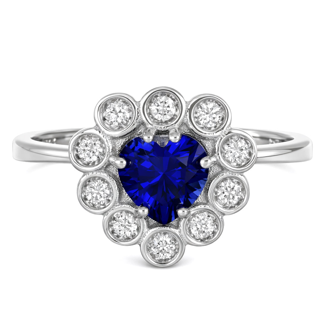 Anello - 18 carati Oro bianco Zaffiro - Diamante