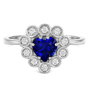 Anello - 18 carati Oro bianco Zaffiro - Diamante