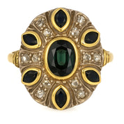 Anello - 18 carati Argento, Oro giallo - 1.53ct. tw. Zaffiro - Diamante