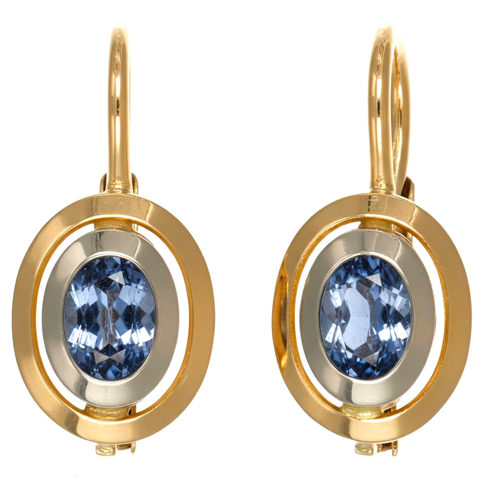 Orecchini - 18 carati Oro giallo, Oro bianco - 0.70ct. tw. Zaffiro