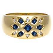 Anello - 18 carati Oro giallo - 0.37ct. tw. Zaffiro - Diamante