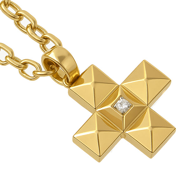 Collana con ciondolo - 18 carati Oro bianco, Oro giallo - 0.05ct. tw. Diamante (Naturale)