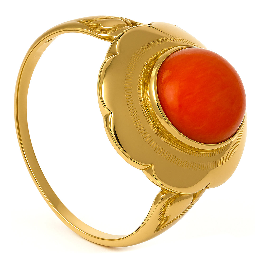 Anello - 18 carati Oro giallo Corallo
