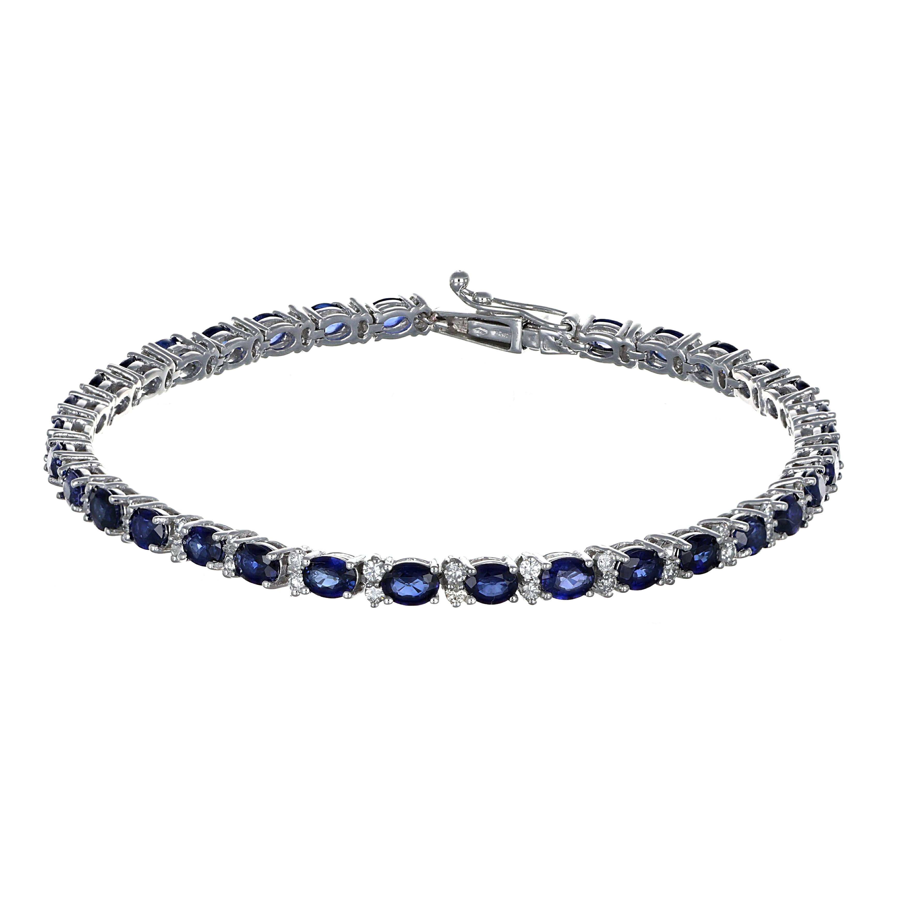 Bracciale - 18 carati Oro bianco - 7.70ct. tw. Zaffiro - Diamante