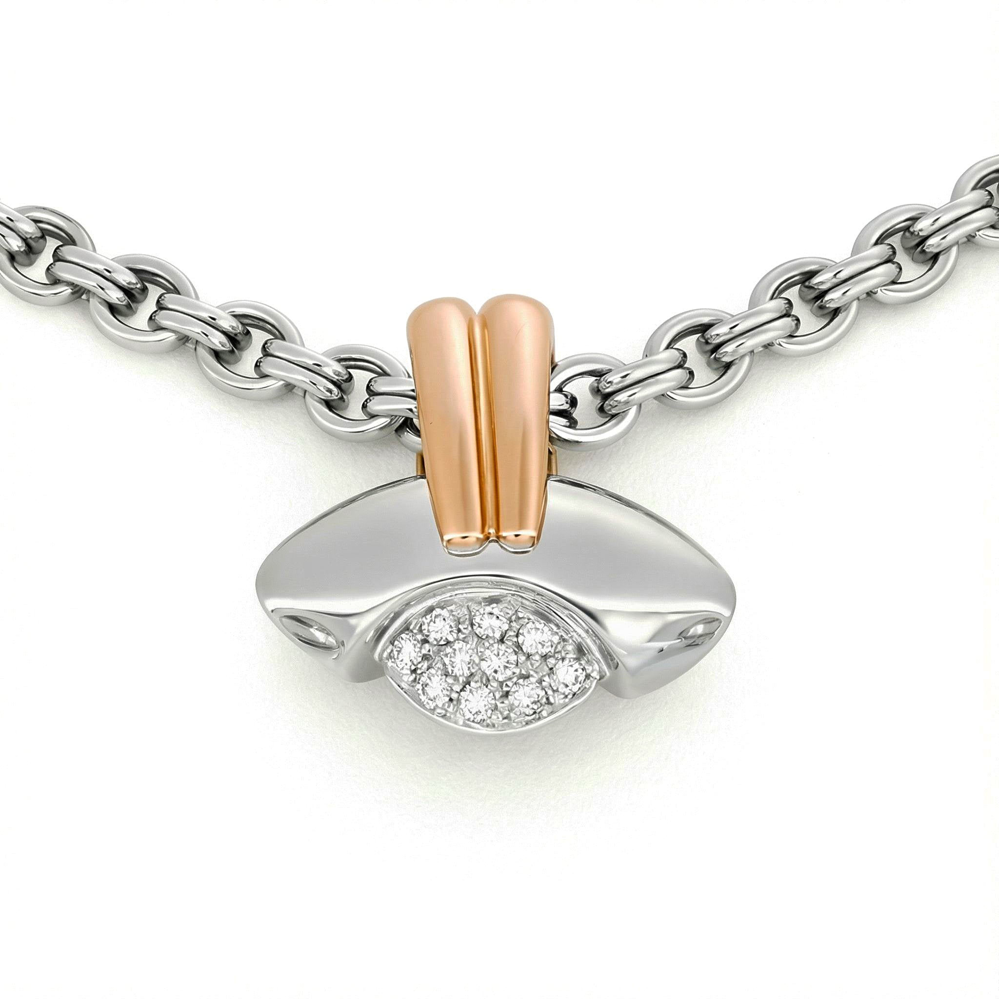 Collana con ciondolo - 18 carati Oro bianco, Oro rosa - 0.30ct. tw. Diamante (Naturale)