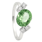 Anello - 18 carati Oro bianco - 1.26ct. tw. Tormalina - Diamante