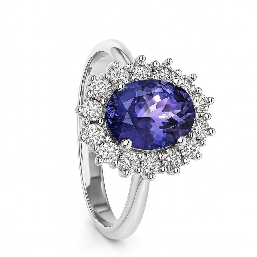 Anello - 18 carati Oro bianco - 2.27ct. tw. Tanzanite - Diamante