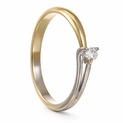 Anello da donna in oro giallo e oro bianco 18 carati con diamante naturale
