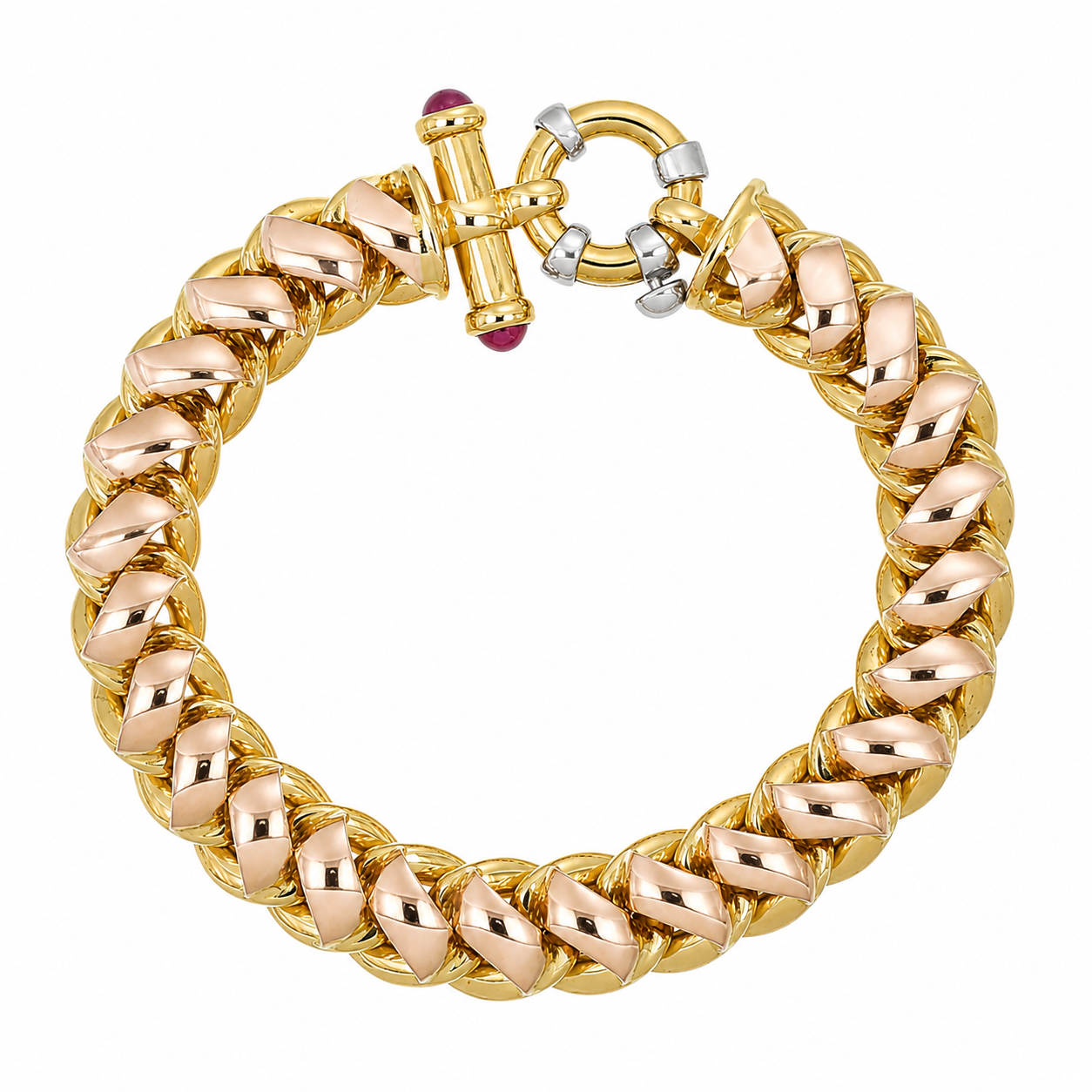 Bracciale - 18 carati Oro bianco, Oro giallo, Oro rosa - 0.20ct. tw. Rubino - Made in Italy - Handmade