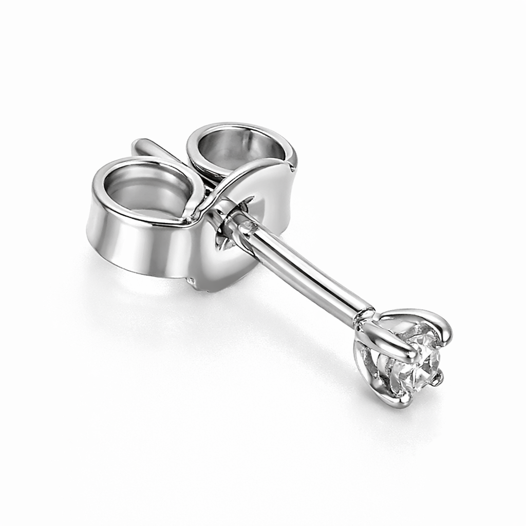 Orecchino singolo - 18 carati Oro bianco - 0.03ct. tw. Diamante (Naturale)