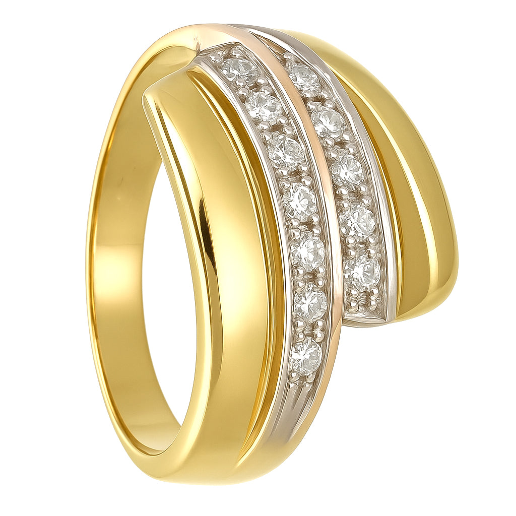 Anello - 18 carati Oro bianco, Oro giallo - 0.24ct. tw. Diamante (Naturale)