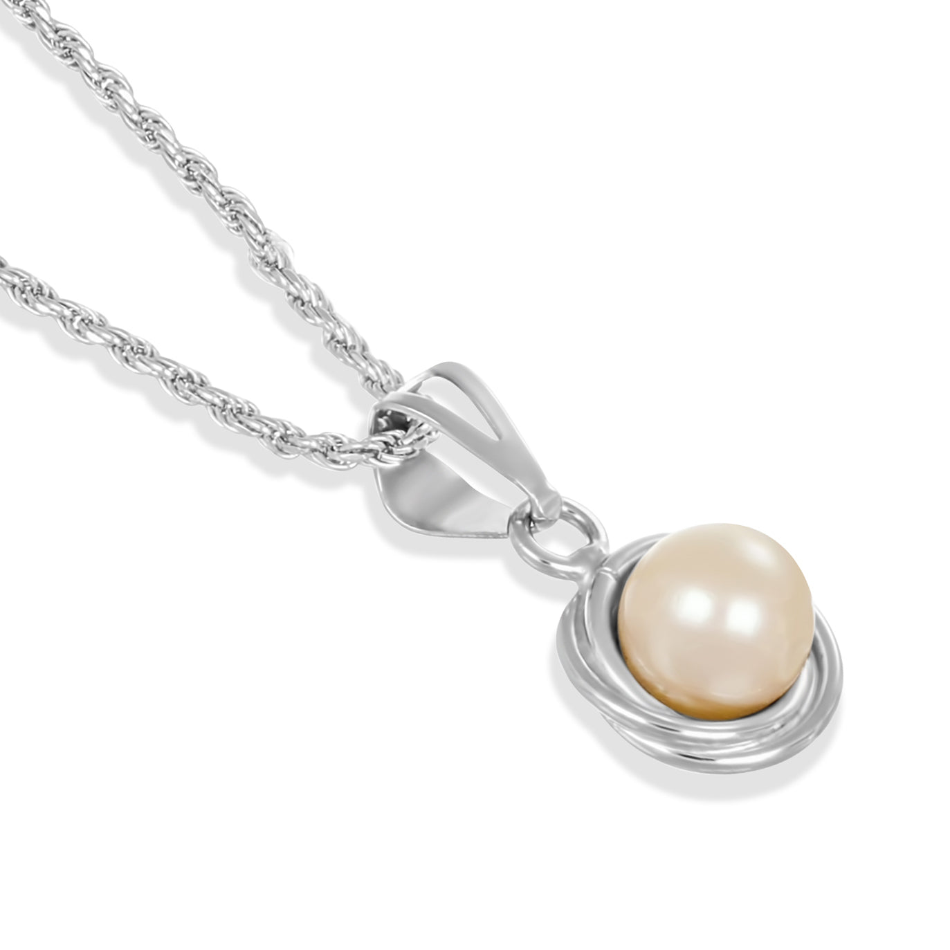 Collana con ciondolo - 18 carati Oro bianco - Perla