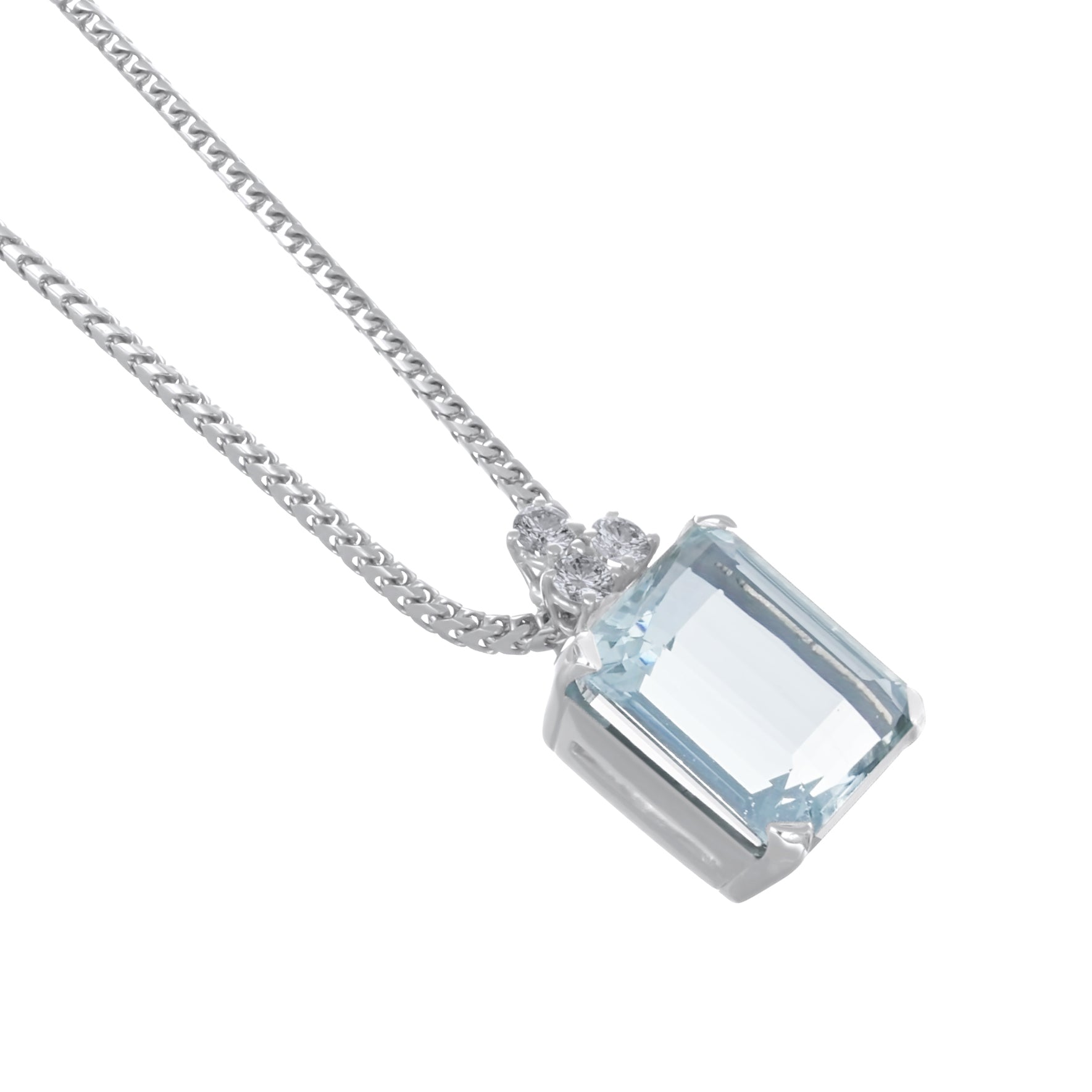 Collana con ciondolo - 18 carati Oro bianco - 6.74ct. tw. Acquamarina - Diamante
