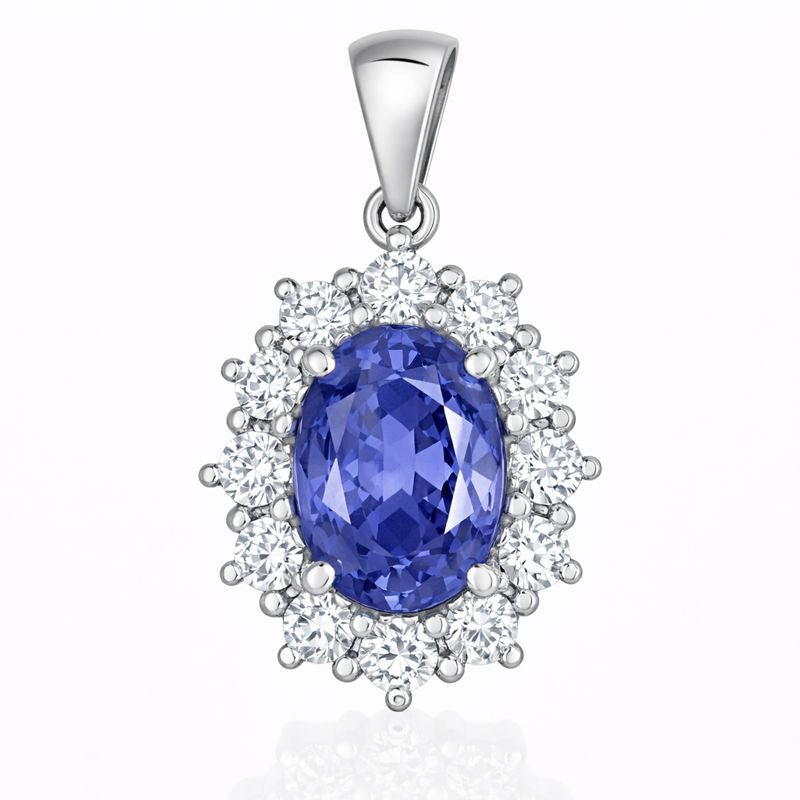 Ciondolo - 18 carati Oro bianco - 1.55ct. tw. Zaffiro - Diamante