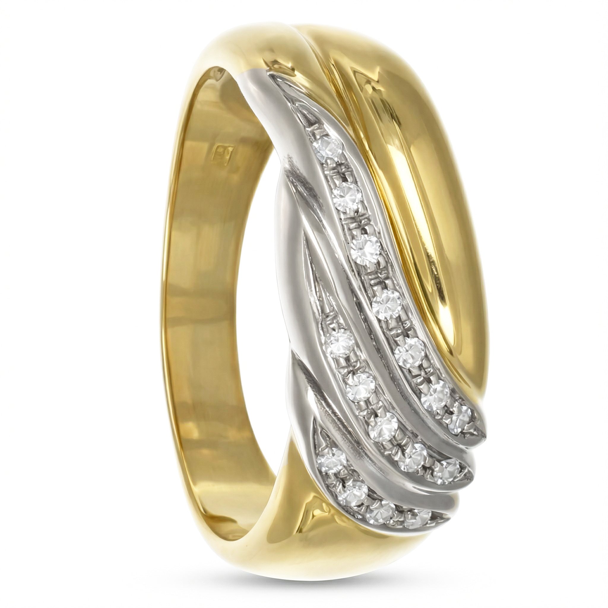 Anello - 18 carati Oro bianco, Oro giallo - 0.16ct. tw. Diamante (Naturale)