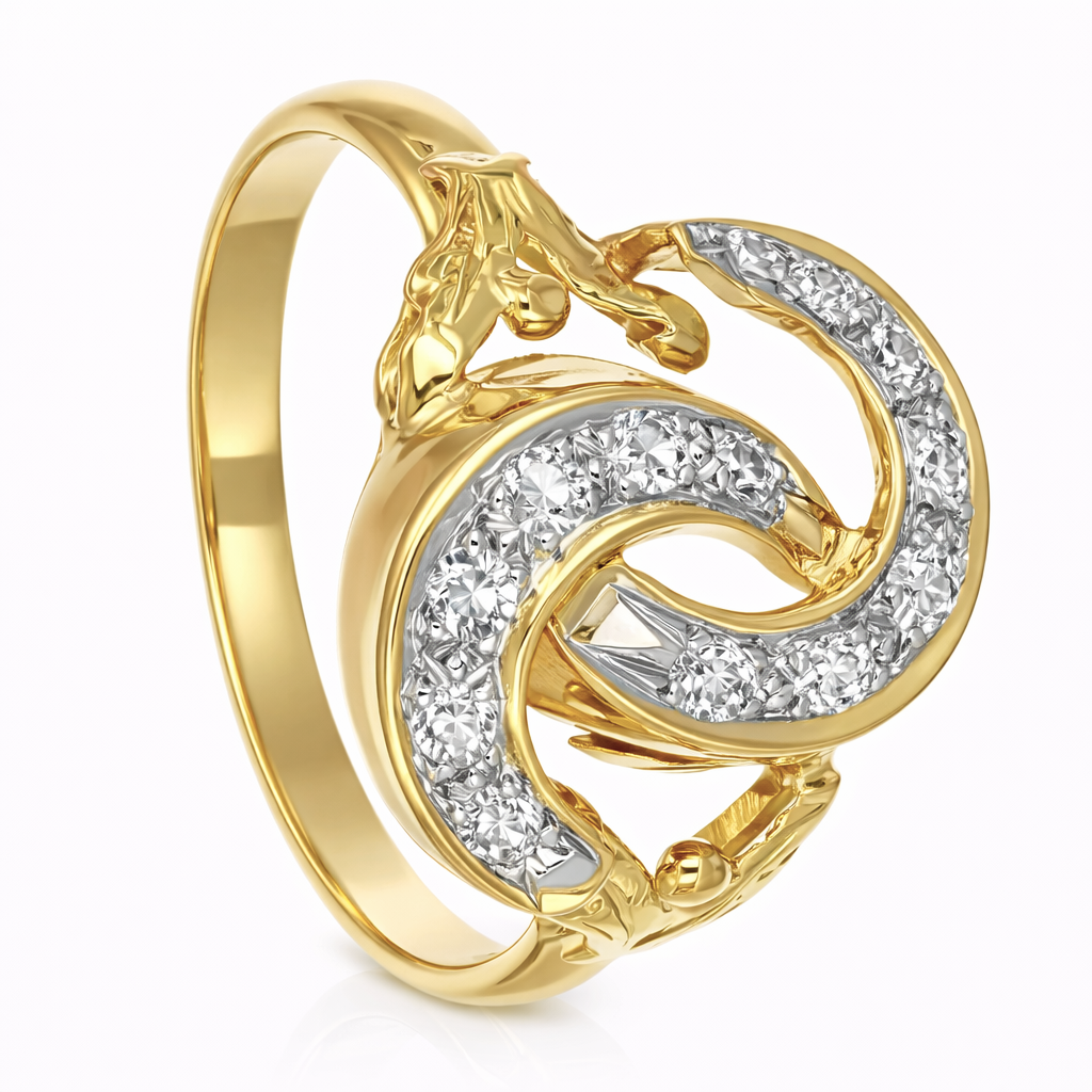Anello da donna in oro giallo e oro bianco 18 carati